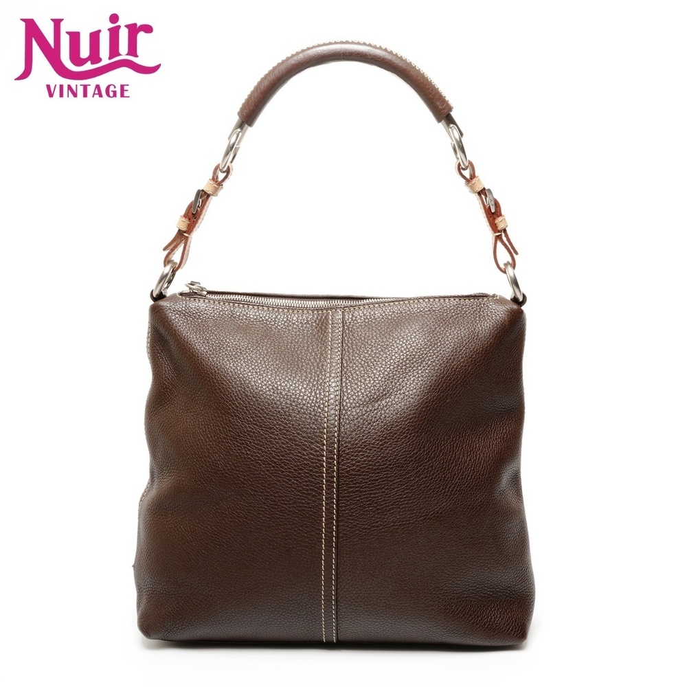 Prada Shoulder Bag Leather Hobo Brown